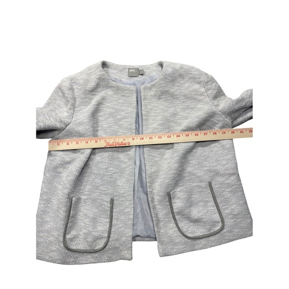 ASOS Womens 12 Textured Knit Cropped Blazer Jacket Cardigan Light Grey - Picture 8 of 9